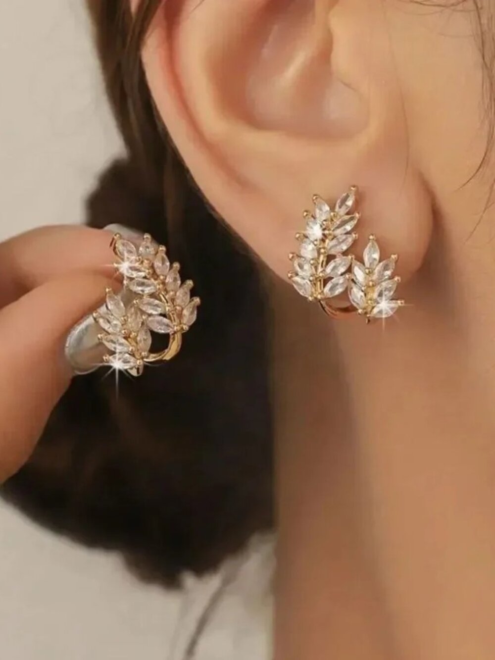 Gold and Silver Leaf Earrings Q323